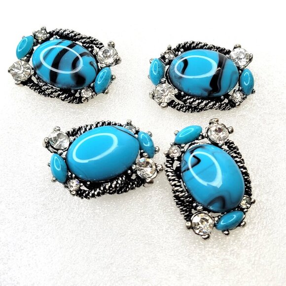 Blue Stud Earrings - Picture 5 of 5